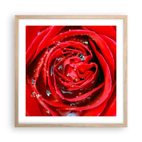 Poster in einem Rahmen aus heller Eiche - In den Tautropfen - 50x50 cm