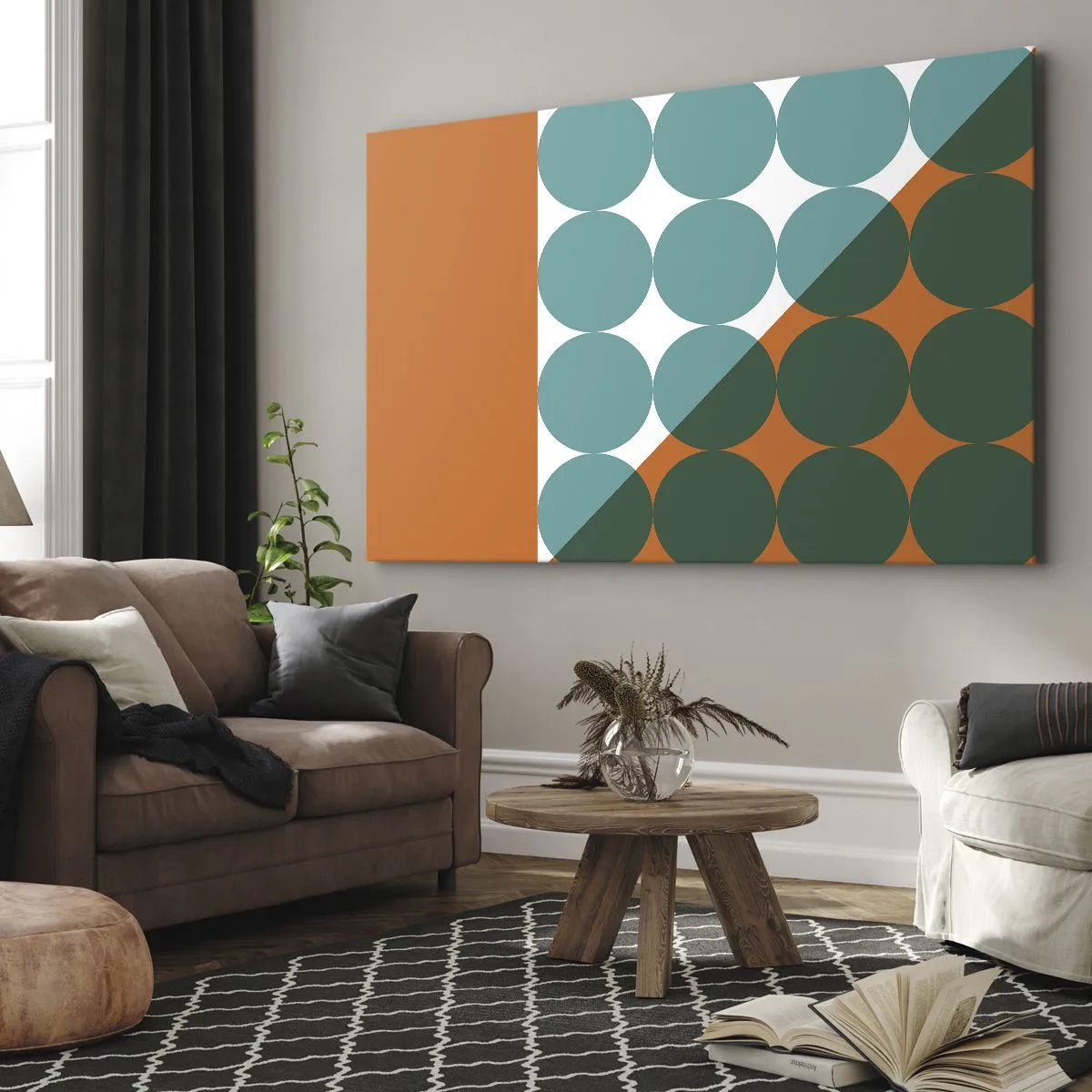 Bild auf Leinwand - Leinwandbild - Geometrische Muster in Kontrastfarben - 100x70cm - Nach oben und schräg - Moderne Wanddekoration für Wohnzimmer und Schlafzimmer ARTTOR