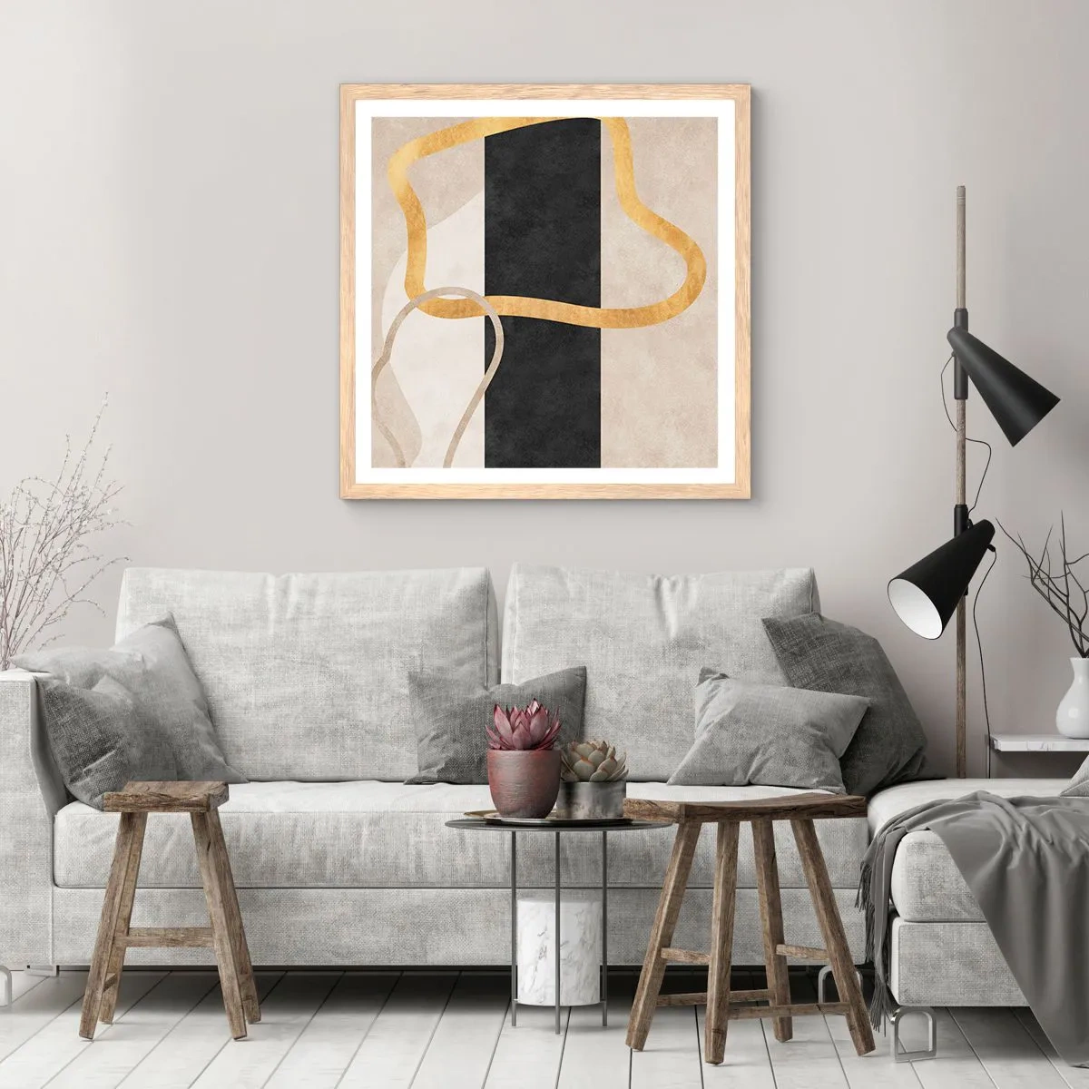 Poster in einem Rahmen aus heller Eiche - Schleifenformen - 50x50 cm