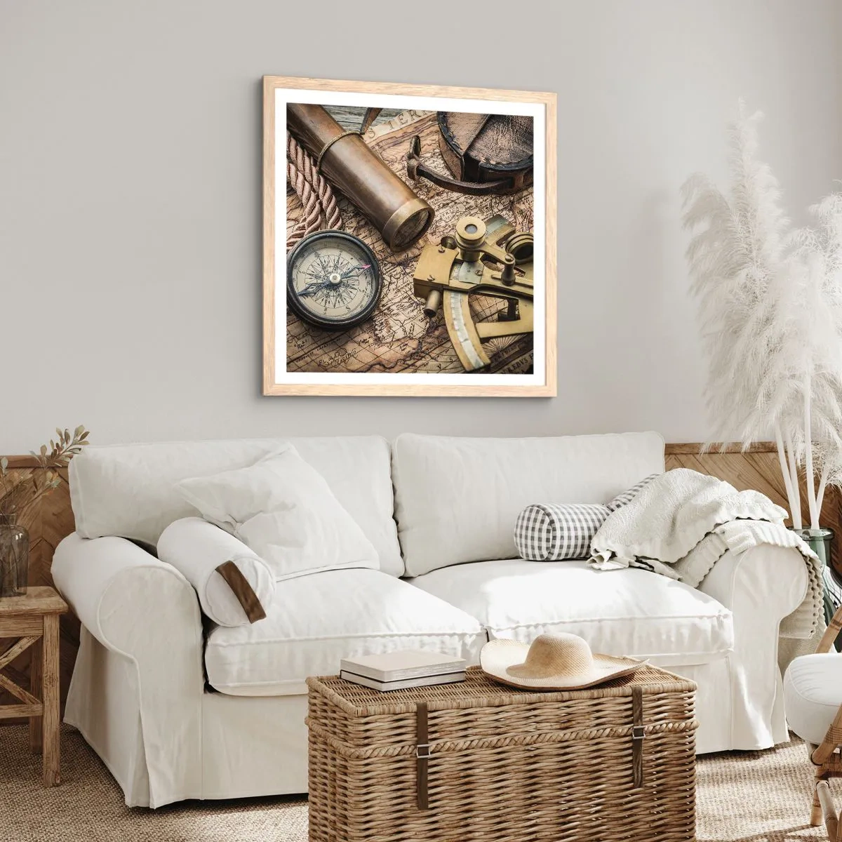 Poster in einem Rahmen aus heller Eiche - Setze Sie einen Kurs - 30x30 cm