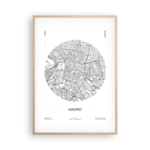Poster in einem Rahmen aus heller Eiche - Anatomie von Madrid - 70x100 cm