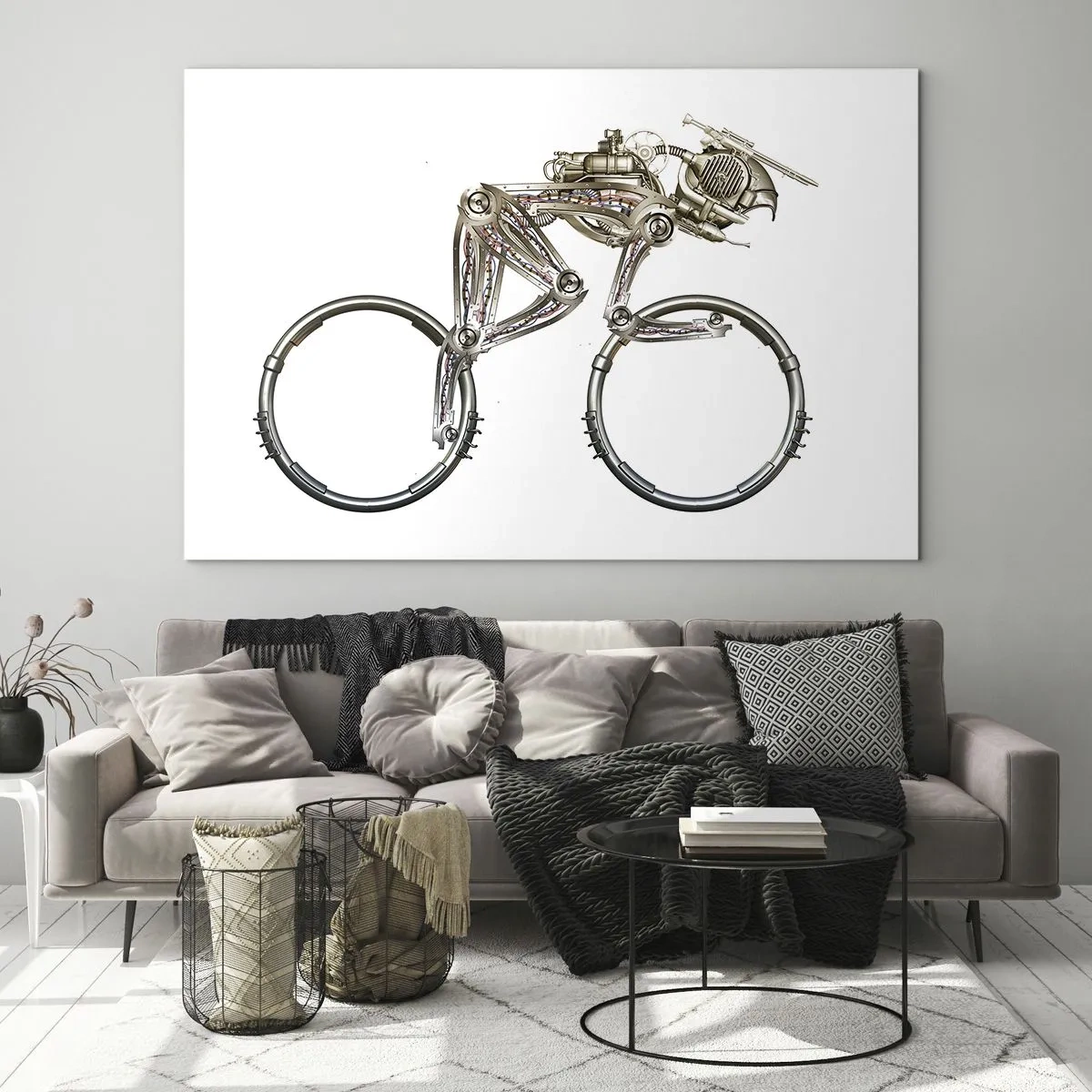 Glasbild - Bild auf glas - Industriefahrrad aus Metall - 120x80cm - Eine tolle Maschine - Moderne Wanddekoration für Wohnzimmer und Schlafzimmer ARTTOR