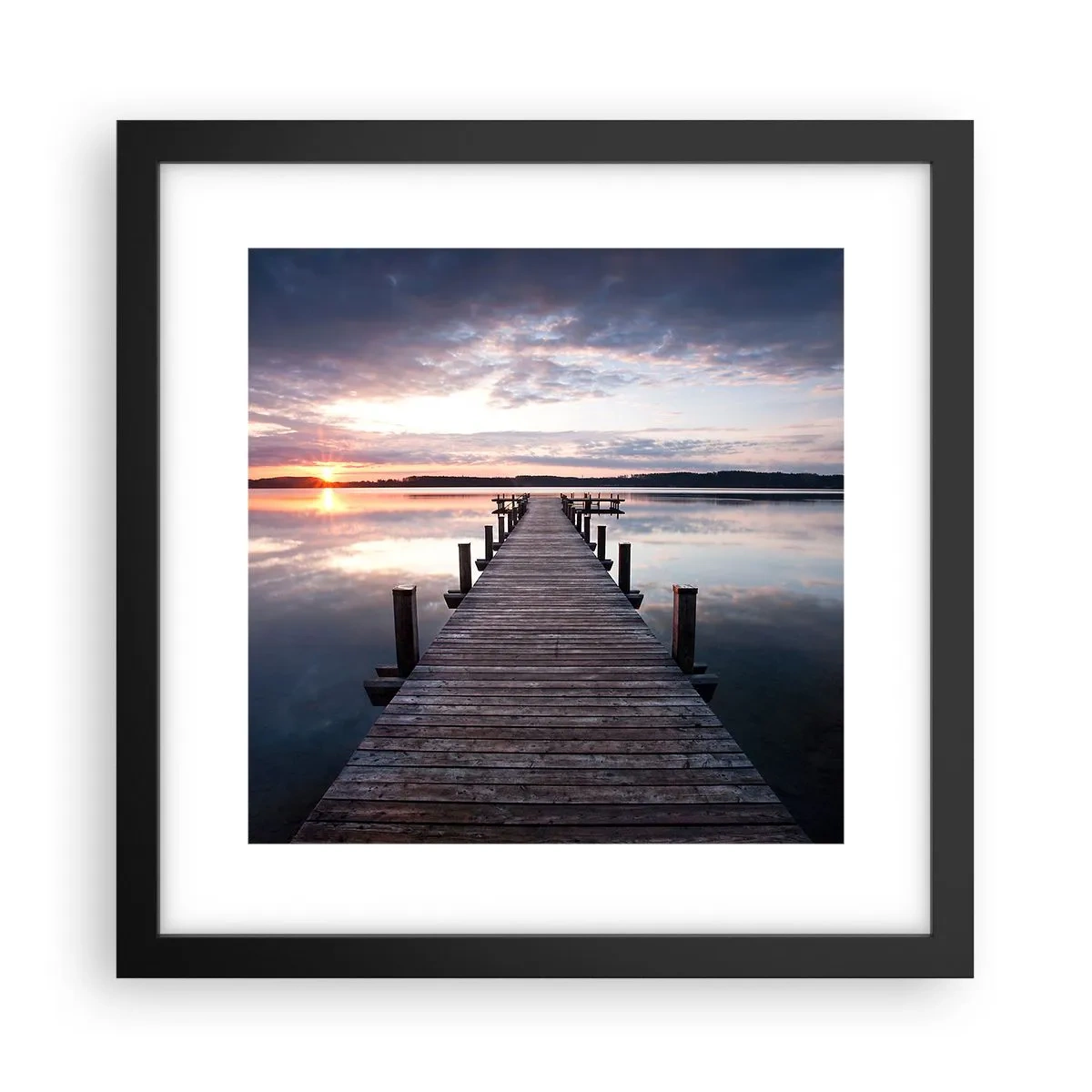 Poster in einem schwarzem Rahmen - Eine stille Grenze zwischen Tag und Nacht - 30x30 cm