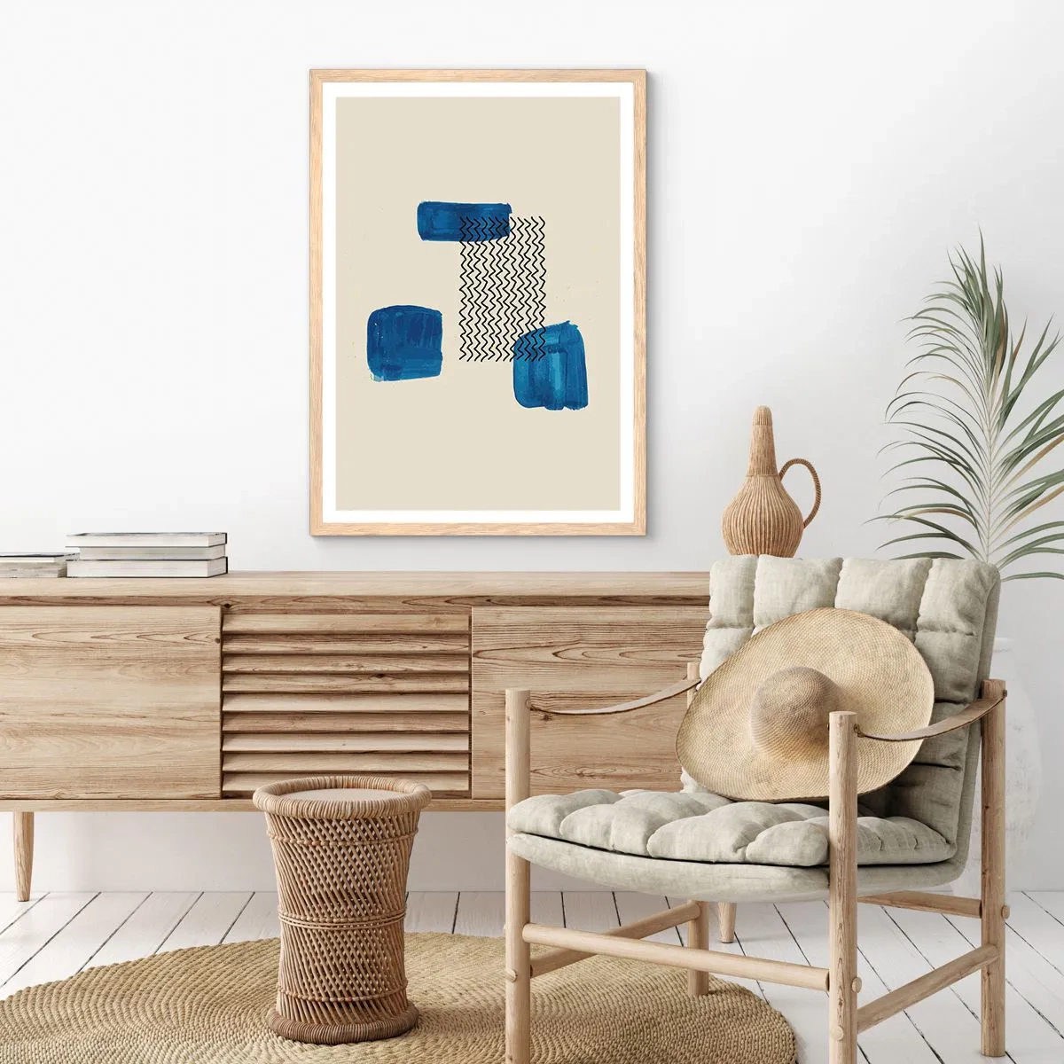 Poster in einem Rahmen aus heller Eiche - Ein abstraktes Quartett - 70x100 cm