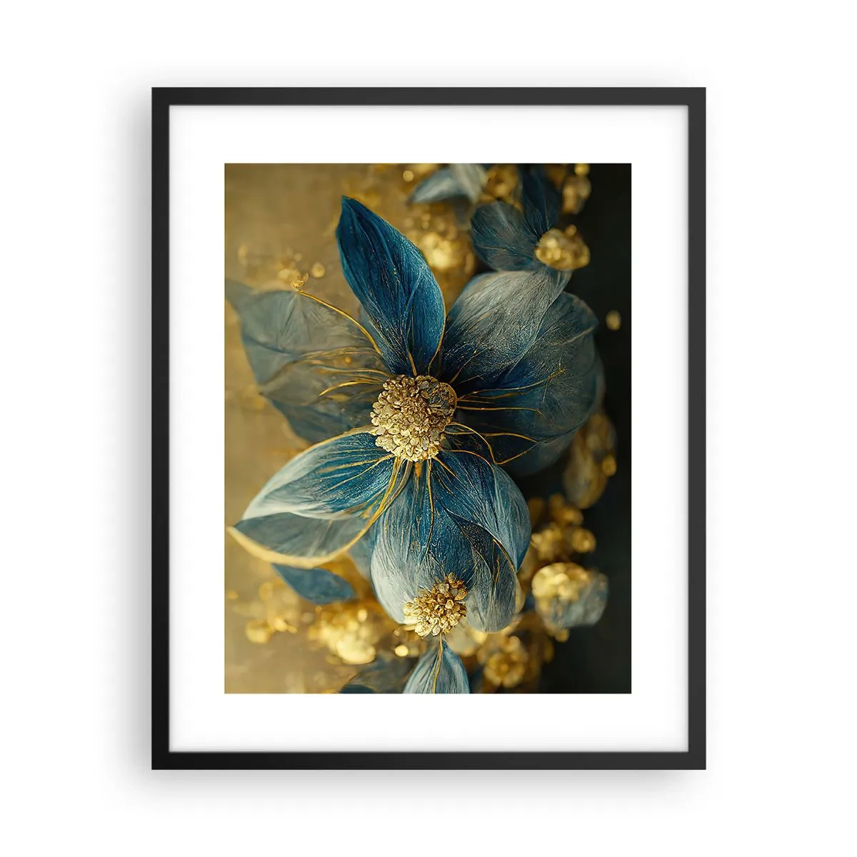 Poster in einem schwarzem Rahmen - Mit Gold blühen - 40x50 cm