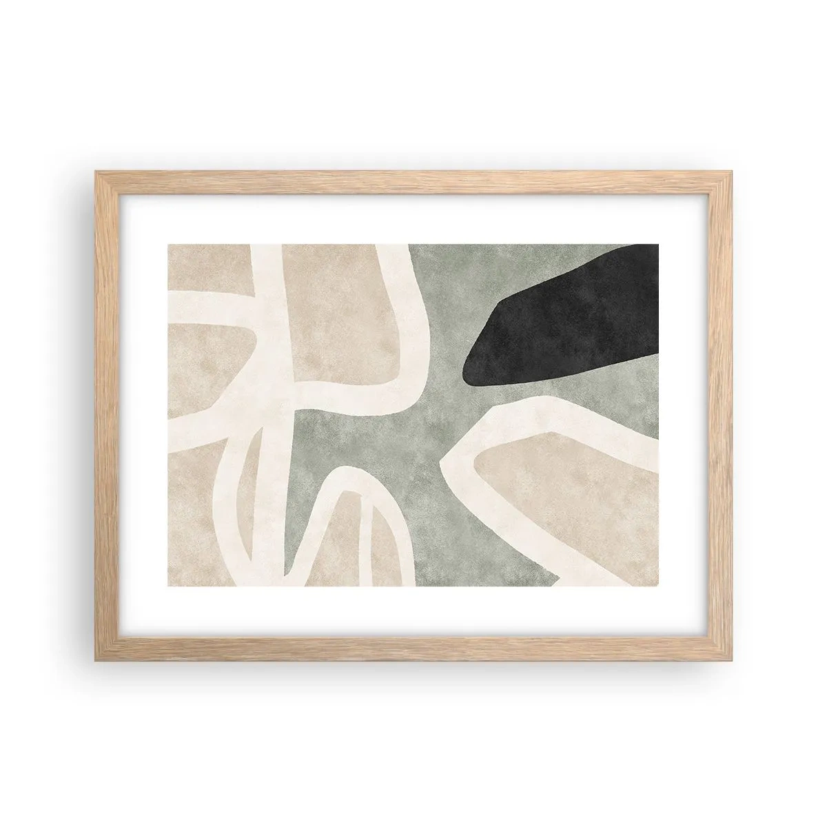 Poster in einem Rahmen aus heller Eiche - Komposition mit schwarzem Motiv - 40x30 cm