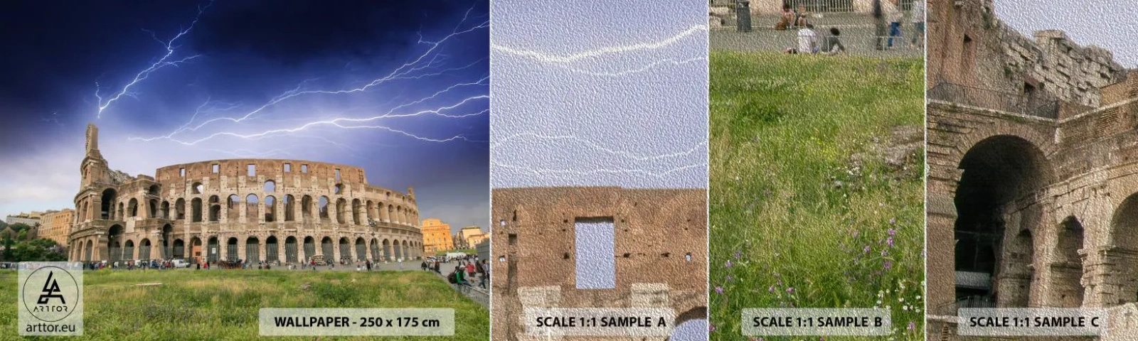 Fototapeten Muster Premium Sand - Kampfarena - Die Architektur, Rom, Kolosseum - 100x30 cm