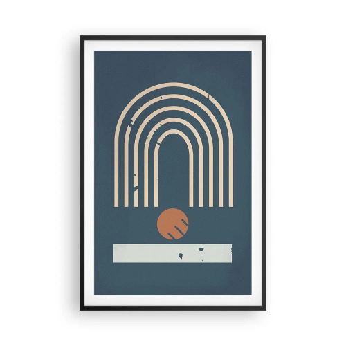 Poster in einem schwarzem Rahmen - Geometrie auf dem Granatapfel - 61x91 cm