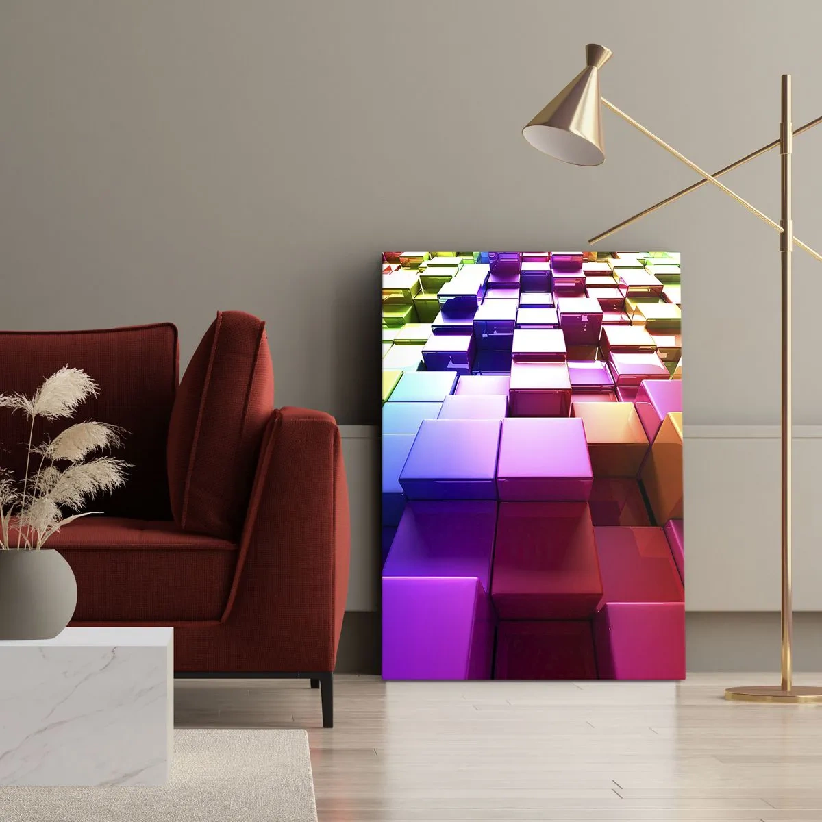 Bild auf Leinwand - Leinwandbild - Op-Art gemeinsam im Team - 45x80 cm