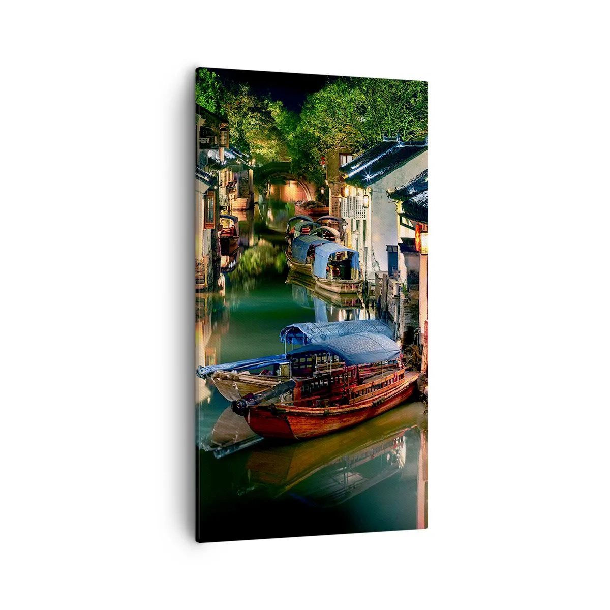 Bild auf Leinwand - Leinwandbild - Ein Abend auf einer chinesischen Straße - 55x100 cm