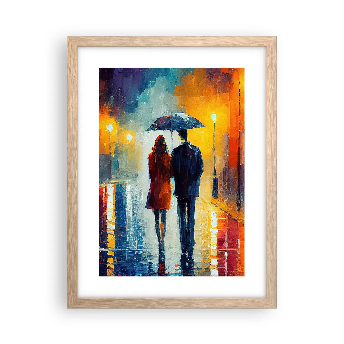 Poster in einem Rahmen aus heller Eiche - Gemeinsam – eine bunte Nacht - 30x40 cm