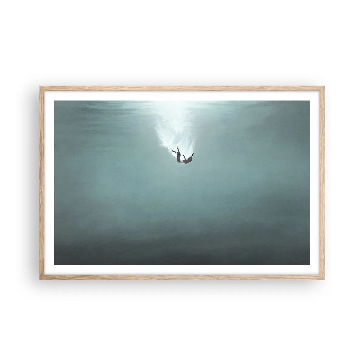 Poster in einem Rahmen aus heller Eiche - In den Armen des Ozeans - 91x61 cm