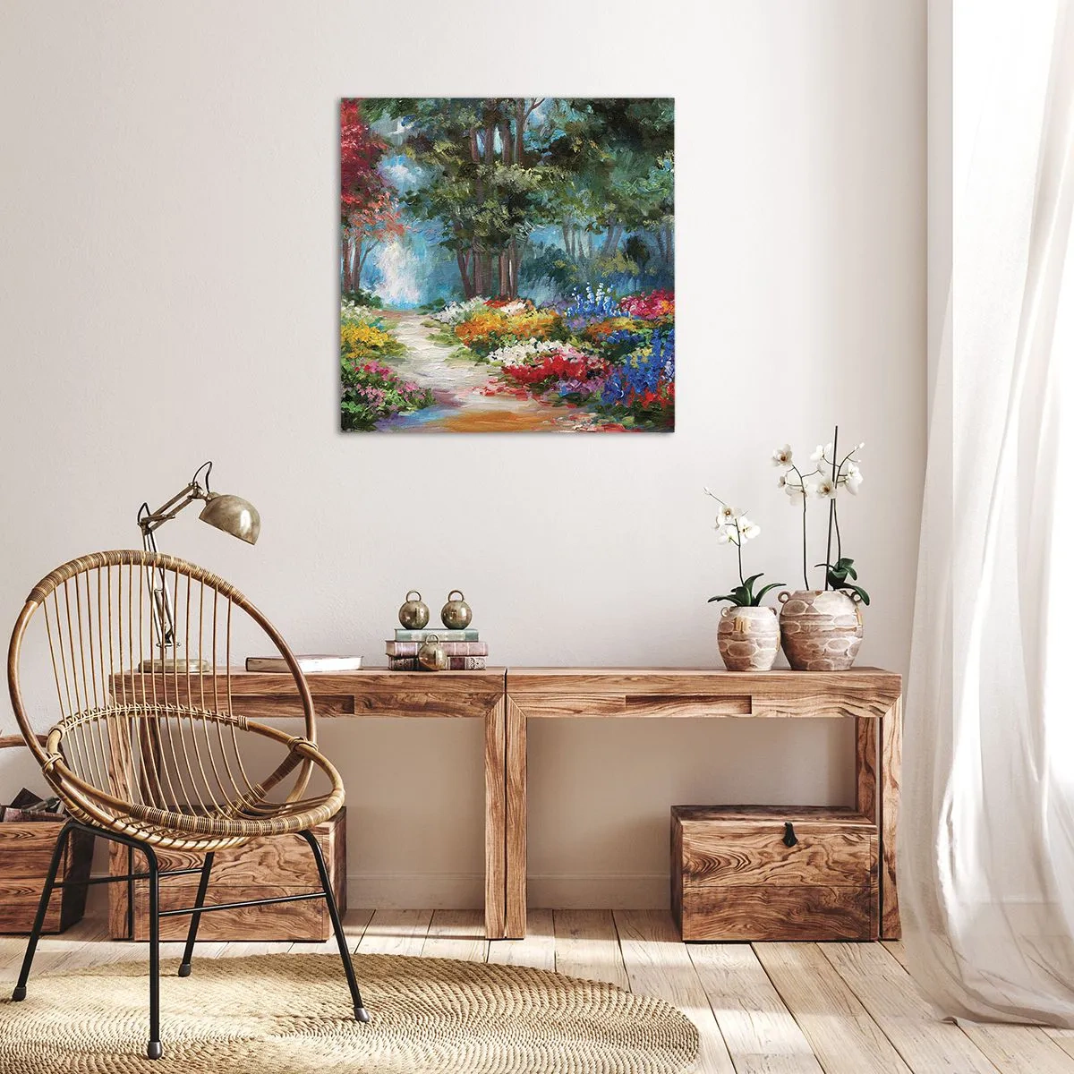 Bild auf Leinwand - Leinwandbild - Waldgarten, Blumenwald - 60x60 cm
