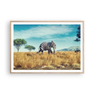 Poster in einem Rahmen aus heller Eiche - Grau ist nicht mehr in Mode - 100x70 cm