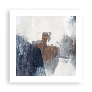 Poster - Blaue und braune Formen - 40x40 cm