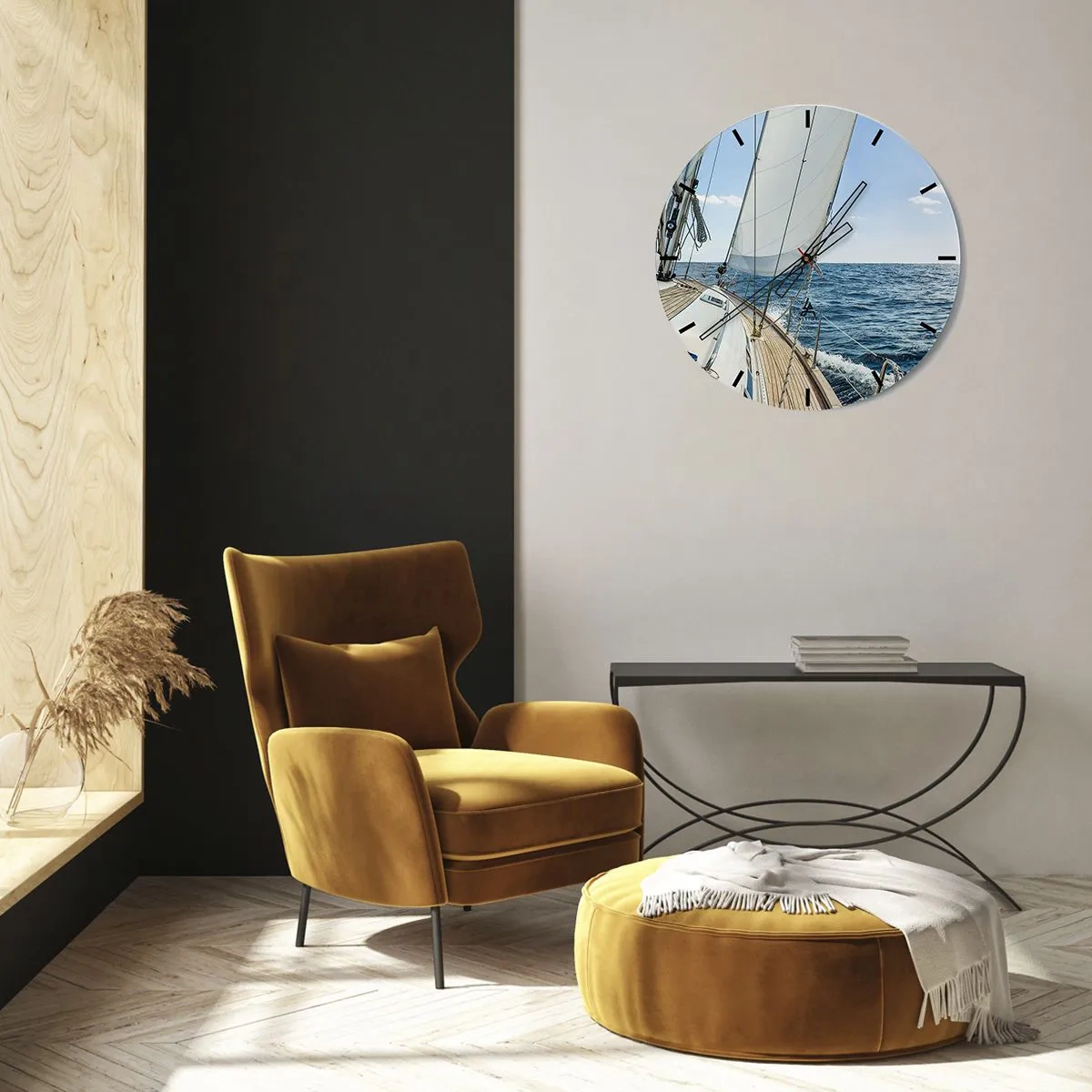 Wanduhr - Glasuhr - Ahoi, Abenteuer - 40x40 cm