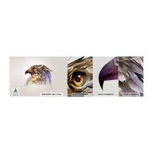 Fototapeten Muster Premium Sand - Porträt eines Kriegers - Abstraktion, Adler, Vogel - 100x30 cm
