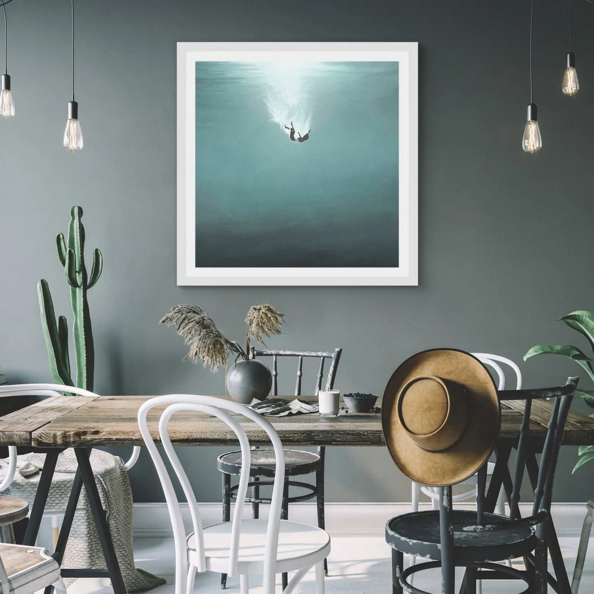 Poster in einem weißen Rahmen - In den Armen des Ozeans - 60x60 cm