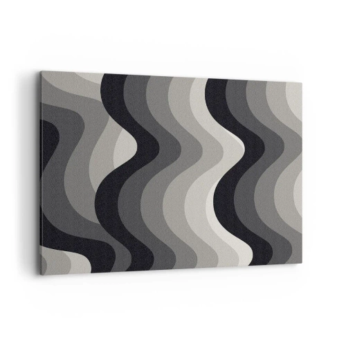 Bild auf Leinwand - Leinwandbild - Schwarz-weiße Wellenmuster in Grautönen - 100x70cm - Eine Welle nach der anderen - Moderne Wanddekoration für Wohnzimmer und Schlafzimmer ARTTOR
