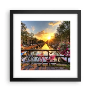 Poster in einem schwarzem Rahmen - Frühlingsmorgen in Amsterdam - 30x30 cm