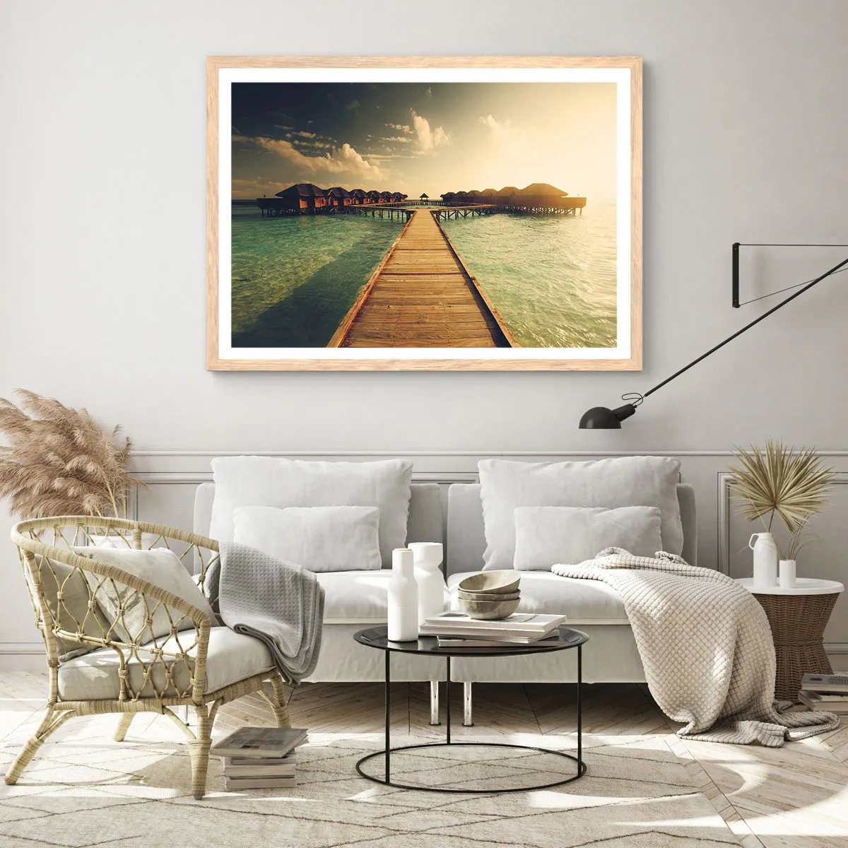 Poster in einem Rahmen aus heller Eiche - Eine herzliche Einladung - 70x50 cm