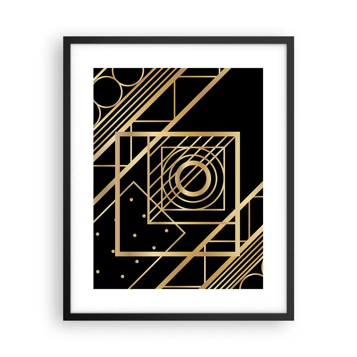Poster in einem schwarzem Rahmen - Goldene Geometrie - 40x50 cm