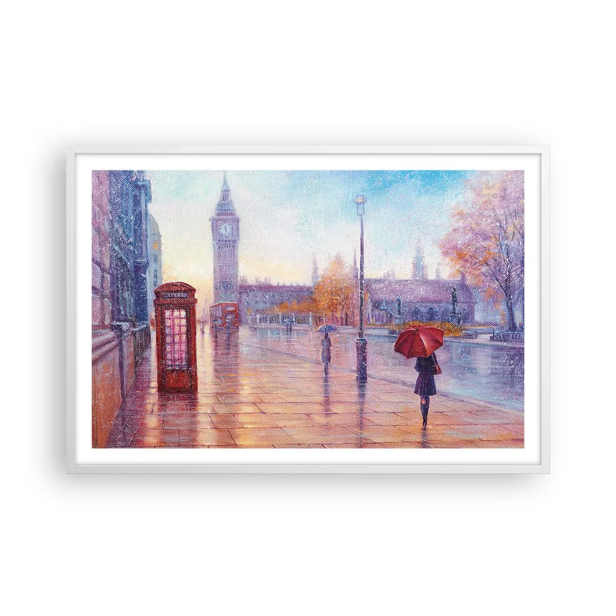 Poster in einem weißen Rahmen - Londoner Herbsttag - 91x61 cm