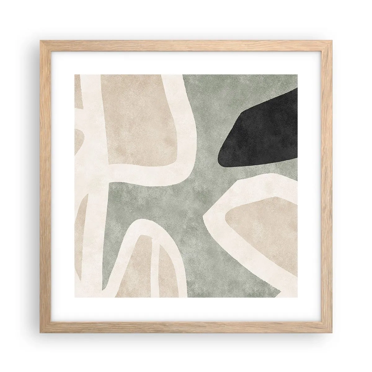 Poster in einem Rahmen aus heller Eiche - Komposition mit schwarzem Motiv - 40x40 cm