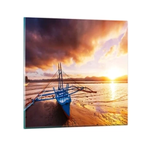 Glasbild - Bild auf glas - Nach einem Tag sich im Sand ausstrecken - 40x40 cm