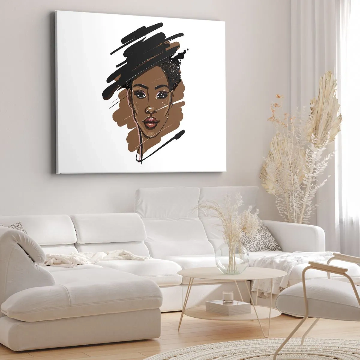 Bild auf Leinwand - Leinwandbild - Porträt einer Frau mit künstlerischen Pinselstrichen - 120x80cm - Süß wie Schokolade - Moderne Wanddekoration für Wohnzimmer und Schlafzimmer ARTTOR