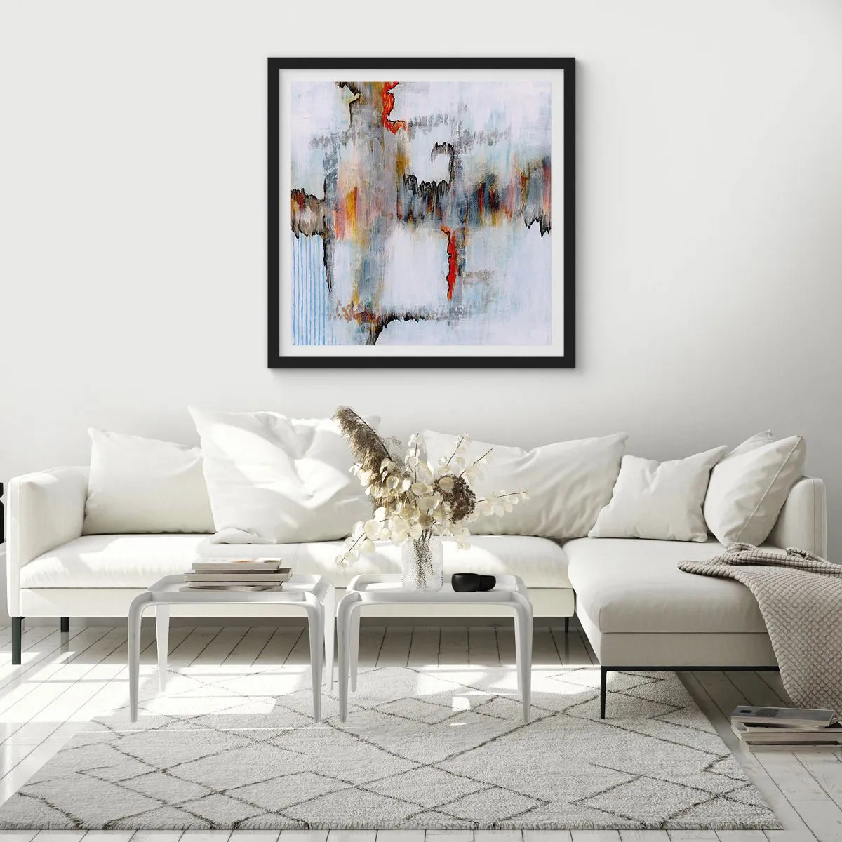 Poster in einem schwarzem Rahmen - Ein Stock auf dem Wasser - 30x30 cm