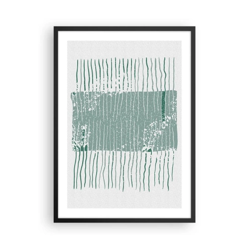 Poster in einem schwarzem Rahmen - Eine minimalistische Komposition aus Linien und Texturen in Grüntönen. - 50x70cm - Marine Abstraktion - Moderne Wanddekoration für Wohnzimmer und Schlafzimmer ARTTOR
