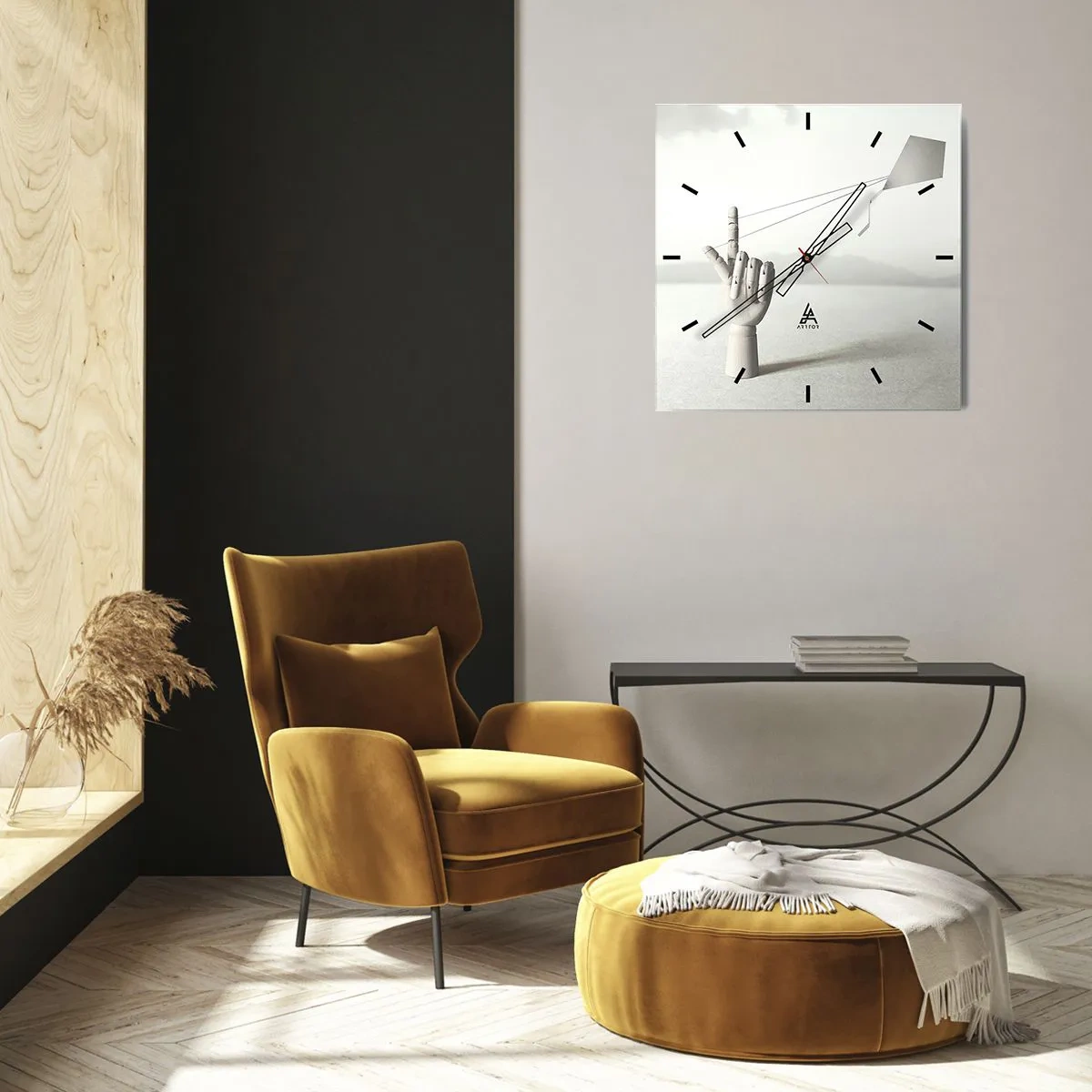 Wanduhr - Glasuhr - Kraftprobe - 30x30 cm