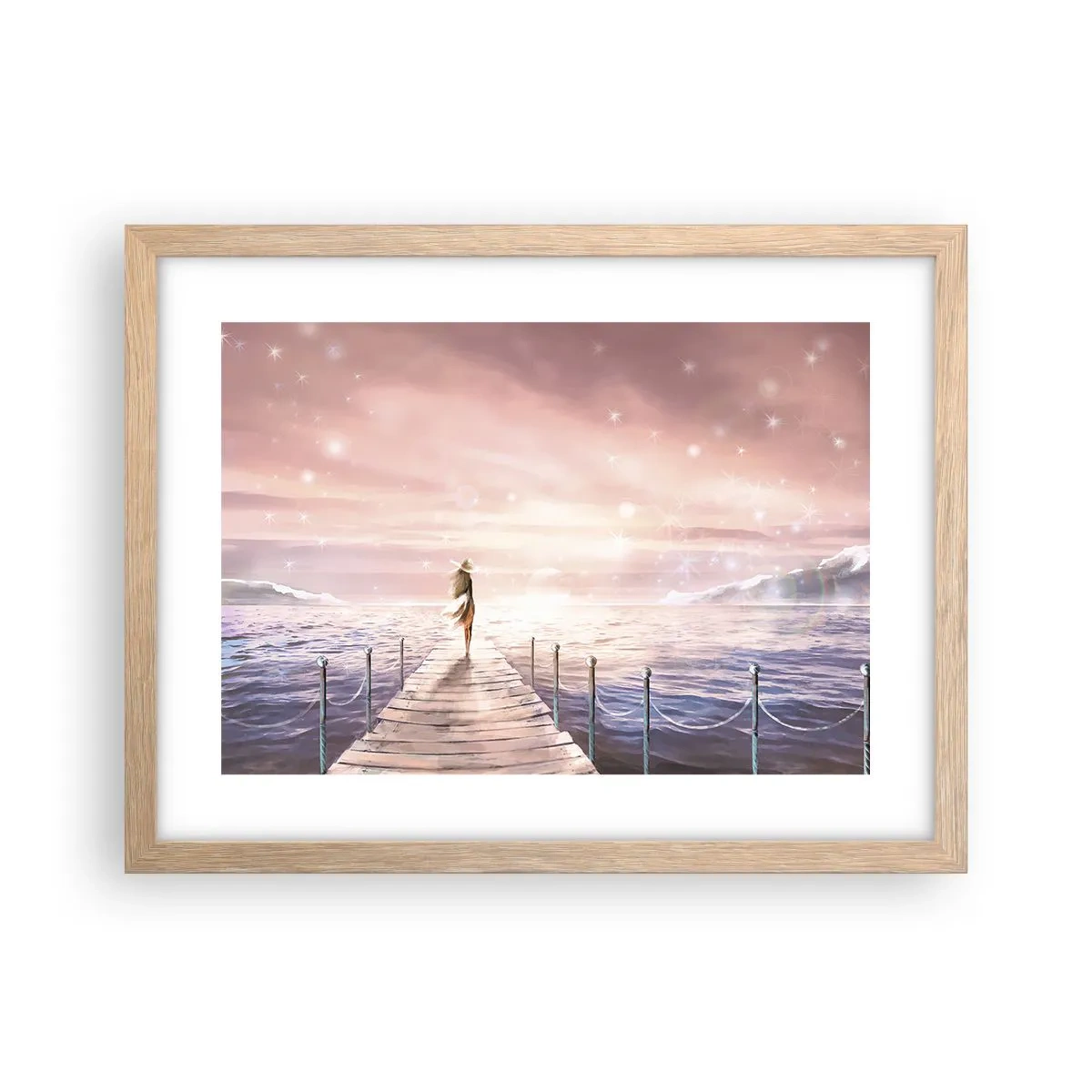 Poster in einem Rahmen aus heller Eiche - Im Licht eines Traums - 40x30 cm