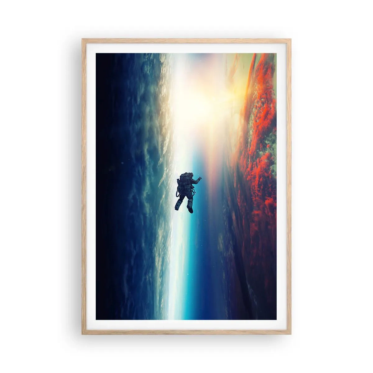 Poster in einem Rahmen aus heller Eiche - Sich dem Universum stellen - 70x100 cm