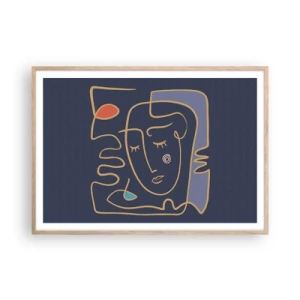 Poster in einem Rahmen aus heller Eiche - In Gedanken - 100x70 cm