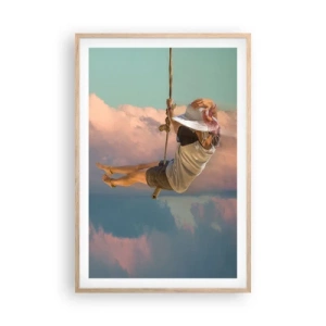Poster in einem Rahmen aus heller Eiche - Spaß in den Wolken - 61x91 cm
