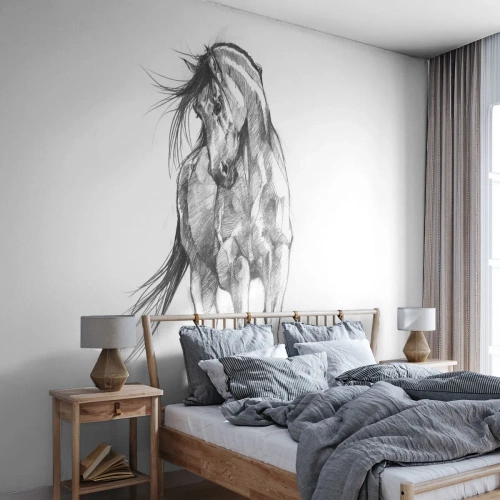 Fototapete Standard Eco - Im anmutigen Trab - Pferd, Grafik, Tiere - 350x256 cm