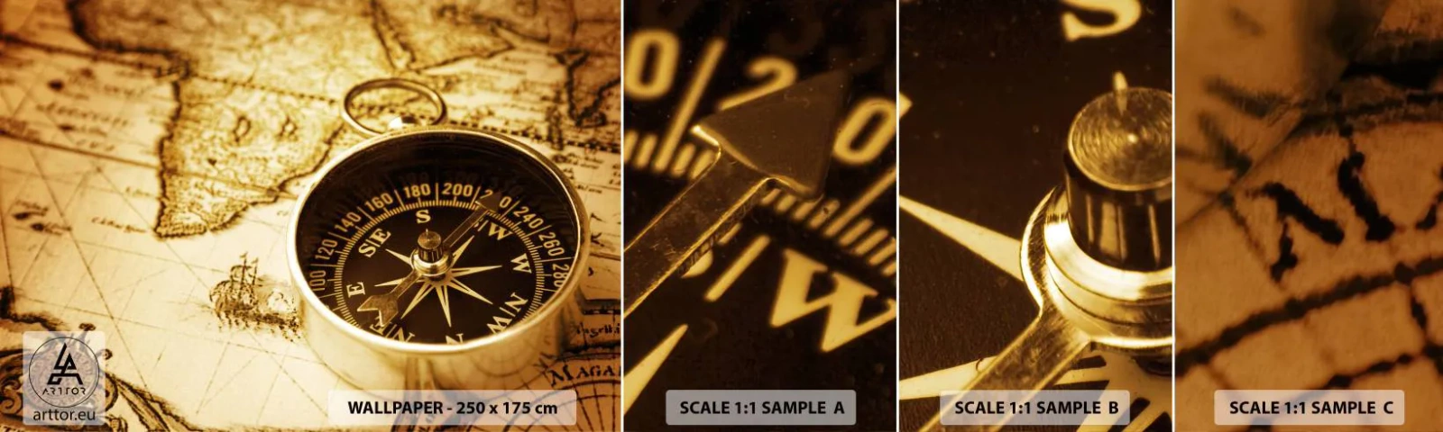 Fototapeten Muster Selbstklebend Deluxe Sticker - Ost oder West? - Reisen, Weltkarten, Kompass - 100x30 cm