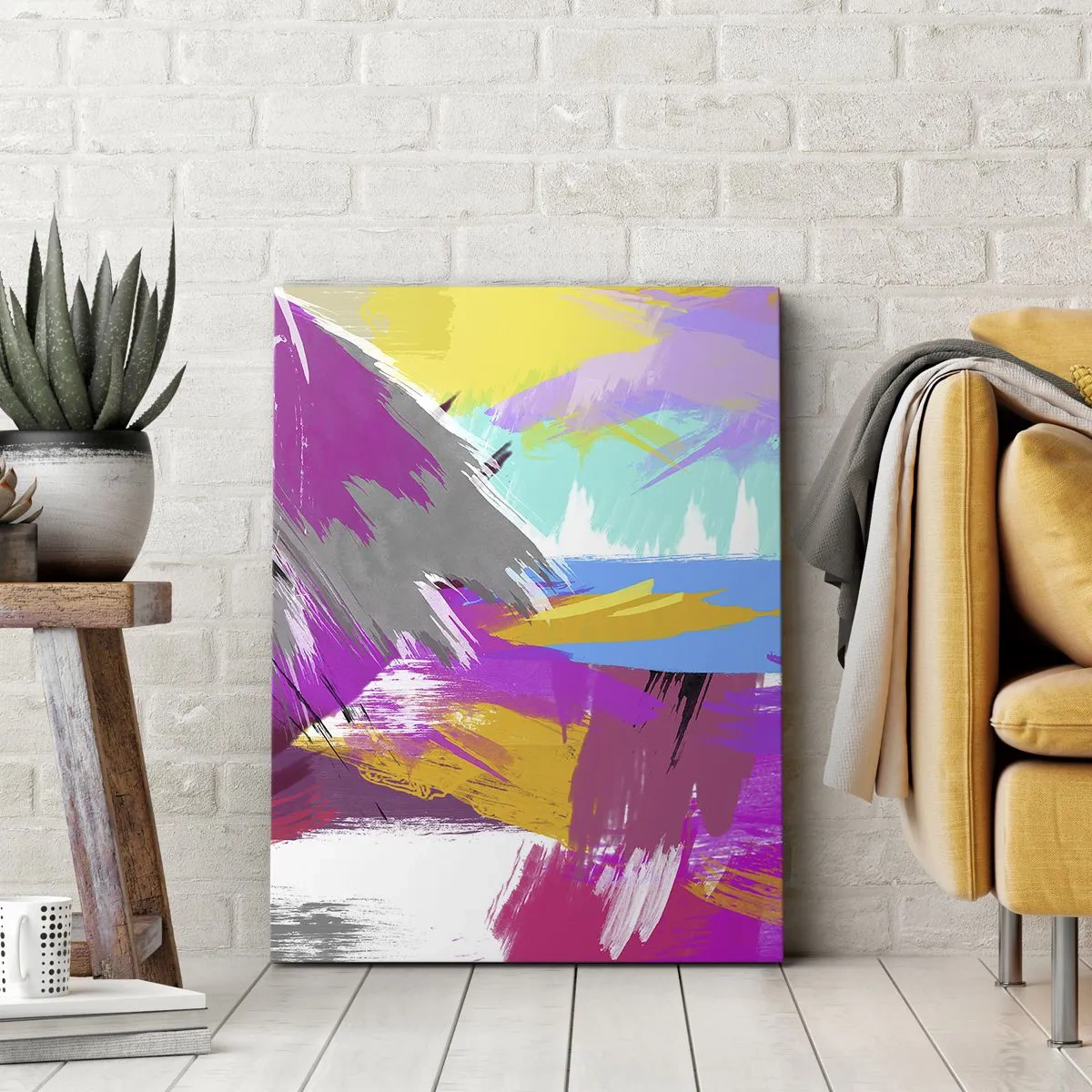 Bild auf Leinwand - Leinwandbild - Dynamische Abstraktion in intensiven Farben - 50x70cm - Und nochmal und nochmal und nochmal wieder - Moderne Wanddekoration für Wohnzimmer und Schlafzimmer ARTTOR