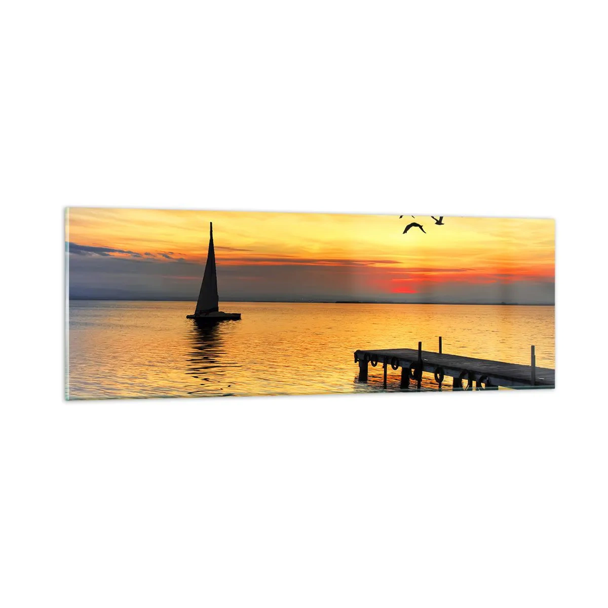 Glasbild - Bild auf glas - Abendrückkehr - 90x30 cm
