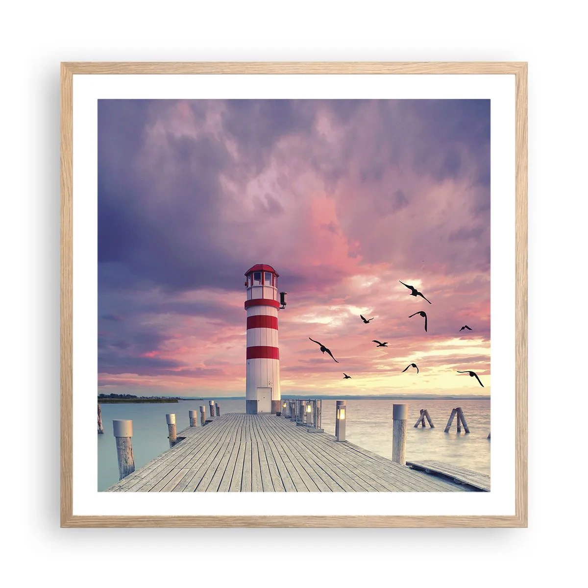 Poster in einem Rahmen aus heller Eiche - Es ist Zeit zum Hafen zu gehen - 60x60 cm