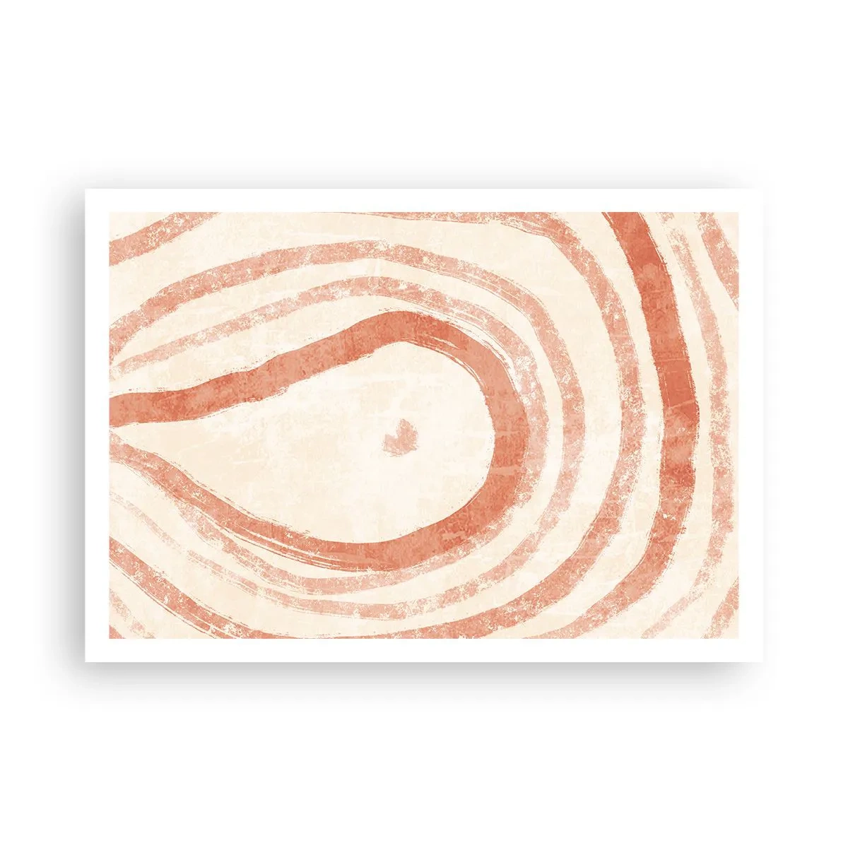 Poster - Ein abstraktes Motiv aus konzentrischen Linien in Terrakotta-Tönen. - 100x70cm - Korallenkreise – Komposition - Moderne Wanddekoration für Wohnzimmer und Schlafzimmer ARTTOR