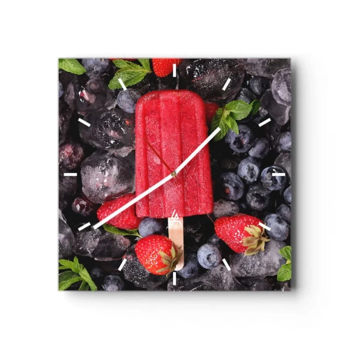 Wanduhr - Glasuhr - So schmeckt der heiße Sommer - 40x40 cm