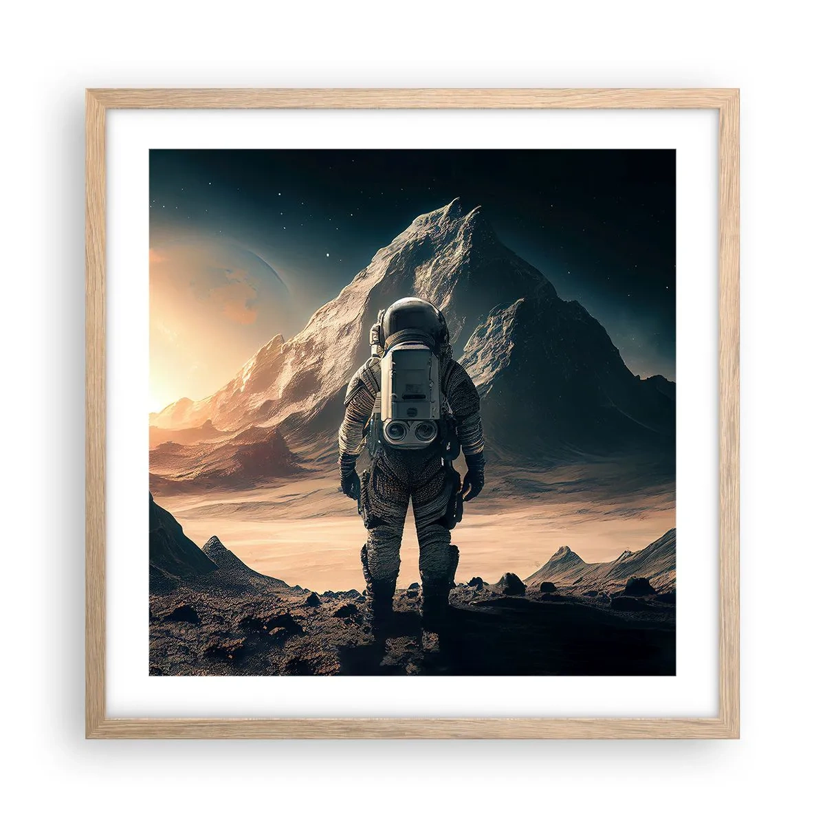 Poster in einem Rahmen aus heller Eiche - Neue Herausforderung - 50x50 cm