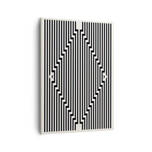 Bild auf Leinwand - Leinwandbild - Schwarze und weiße Linien erzeugen einen geometrischen Illusionseffekt - 50x70cm - Geometrische Illusion - Moderne Wanddekoration für Wohnzimmer und Schlafzimmer ARTTOR