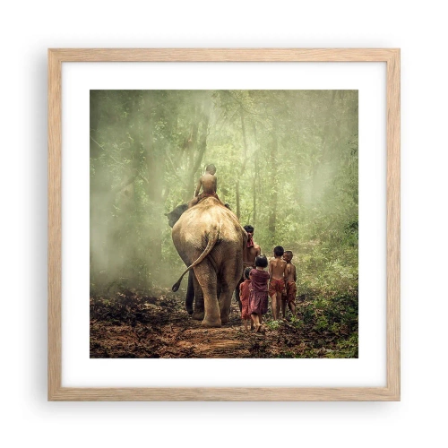 Poster in einem Rahmen aus heller Eiche - Neues Dschungelbuch - 40x40 cm