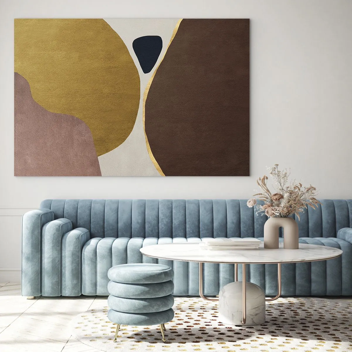 Glasbild - Bild auf glas - Eine minimalistische Komposition abstrakter Formen - 100x70cm - Abstraktion – ein Ort im Raum - Moderne Wanddekoration für Wohnzimmer und Schlafzimmer ARTTOR