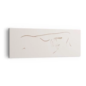 Bild auf Leinwand - Leinwandbild - Eine subtile Strichzeichnung einer Silhouette vor einem hellen Hintergrund - 140x50cm - Die Form des Verlangens - Moderne Wanddekoration für Wohnzimmer und Schlafzimmer ARTTOR