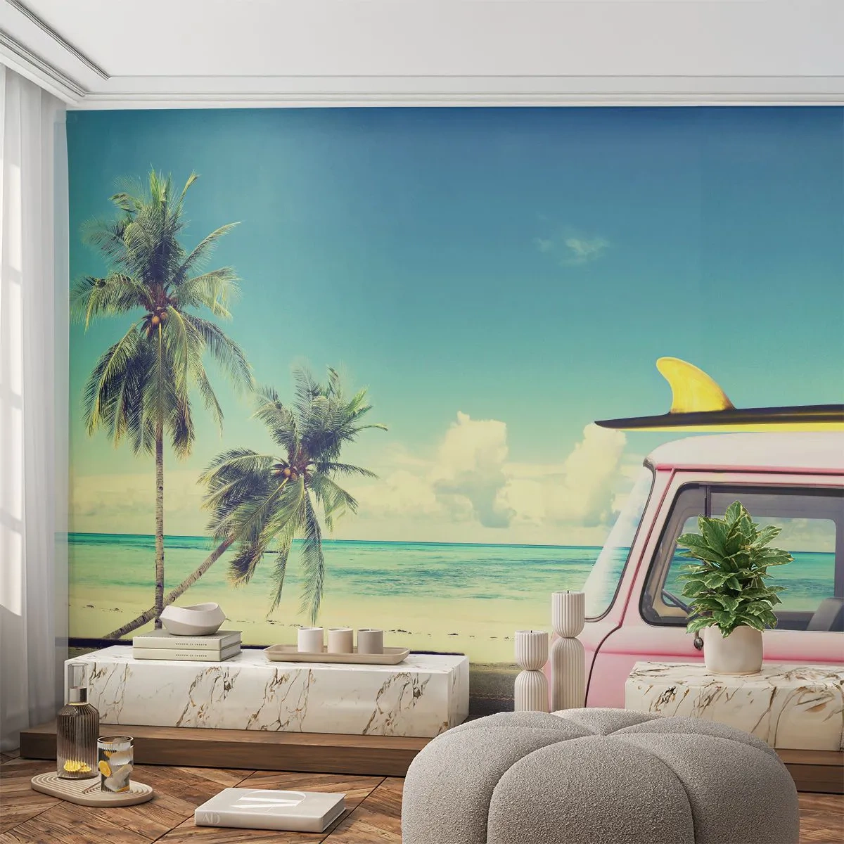 Fototapete Premium Sand - Zeit um in die Ferien zu starten - Landschaft, Strand, Surfen - 250x175 cm